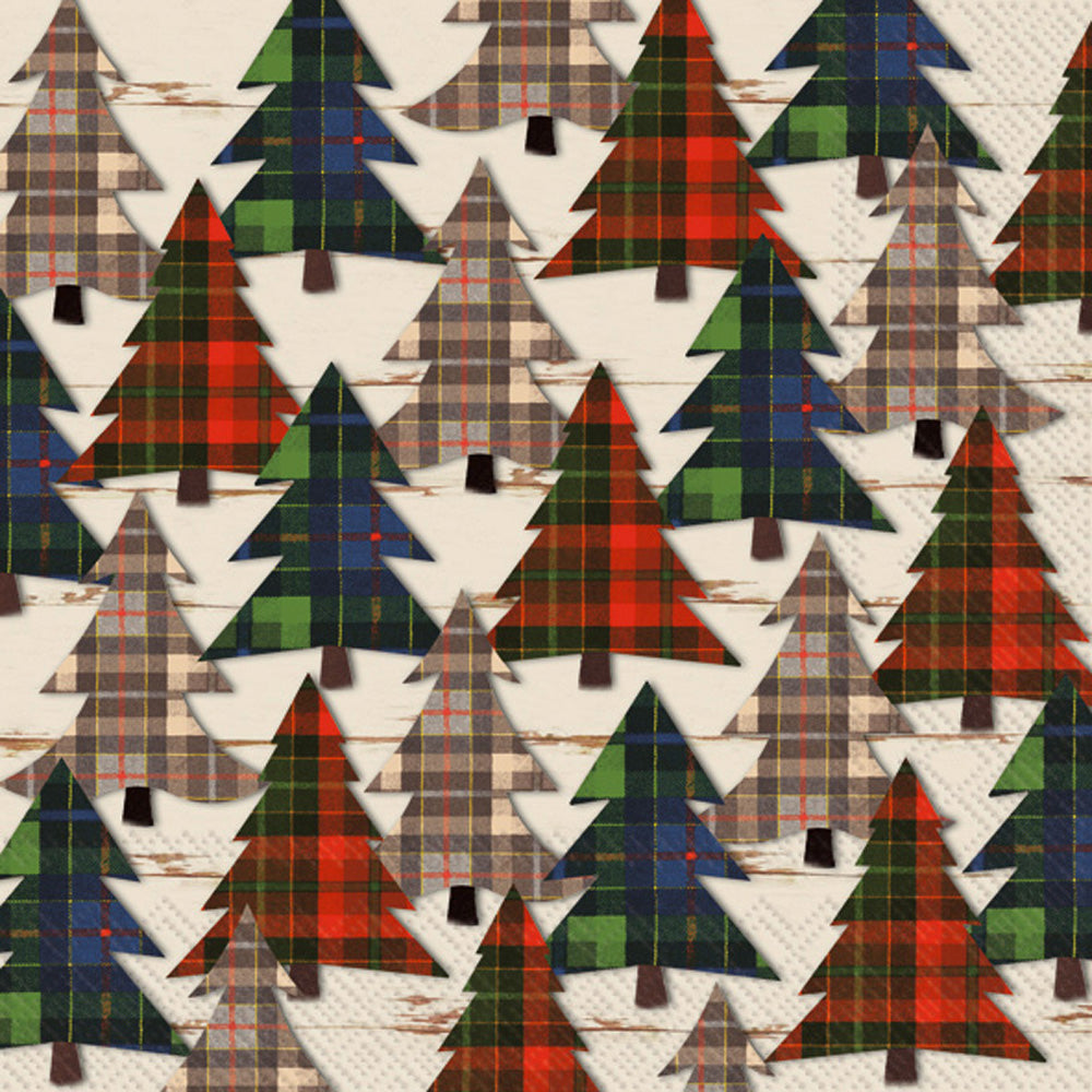 Checkered Pines Lunch Napkin Cream