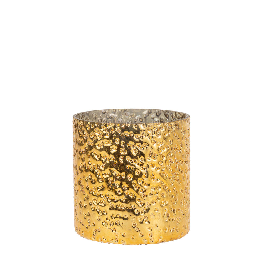 MEDIUM POLISHED GOLD BUBBLE GLASS VOTIVE