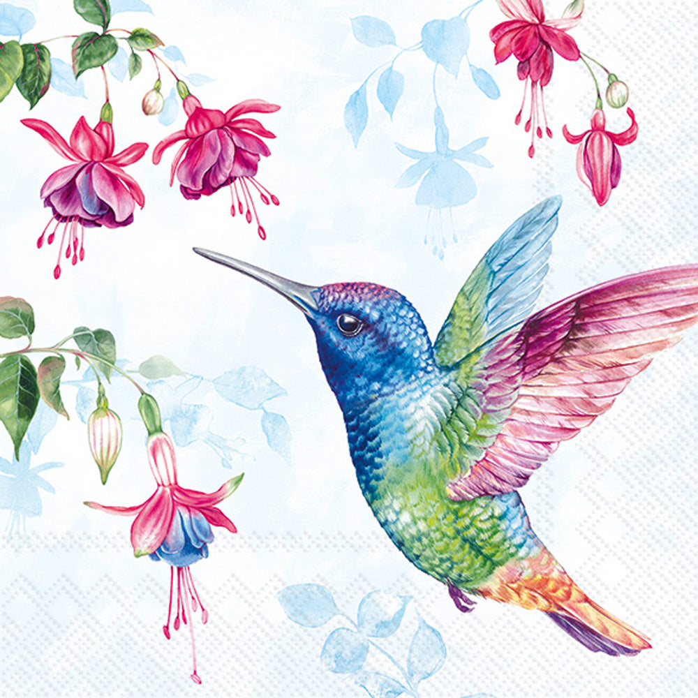 Hummingbird Lunch Napkin Light Blue