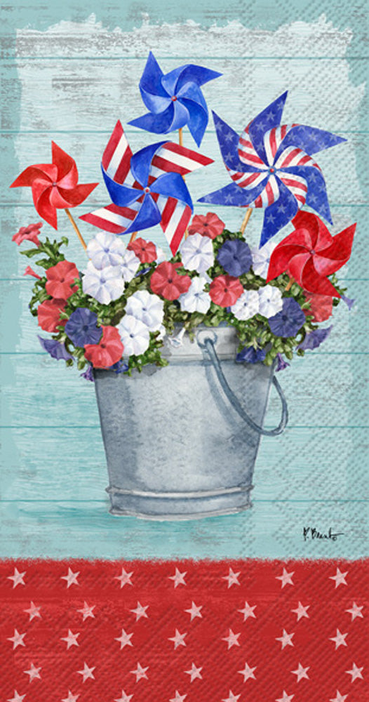 Patriotic Pinwheel Petunias Guest Towel