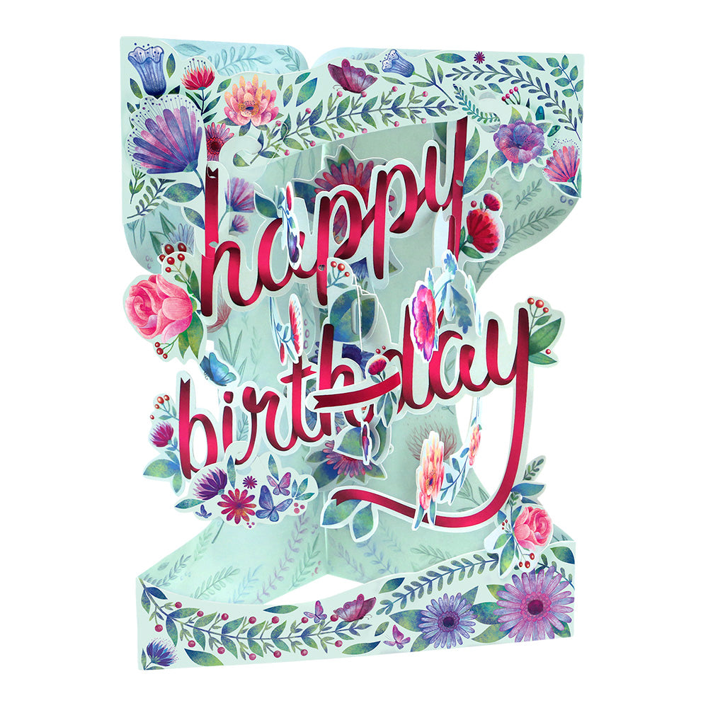 Happy Birthday Floral Swing Card