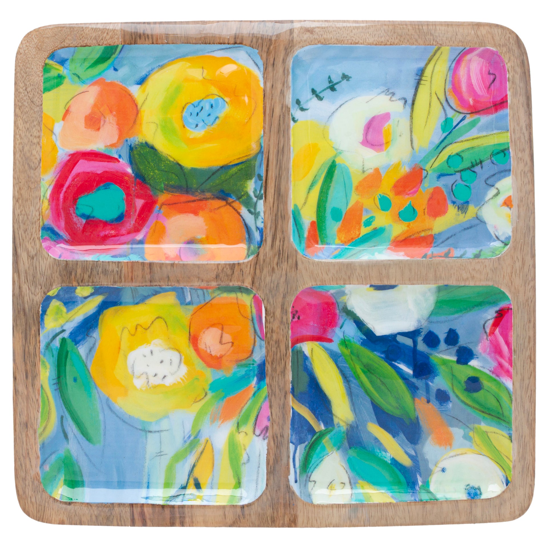 Cheerful Blossoms 4-Sectioned Tray