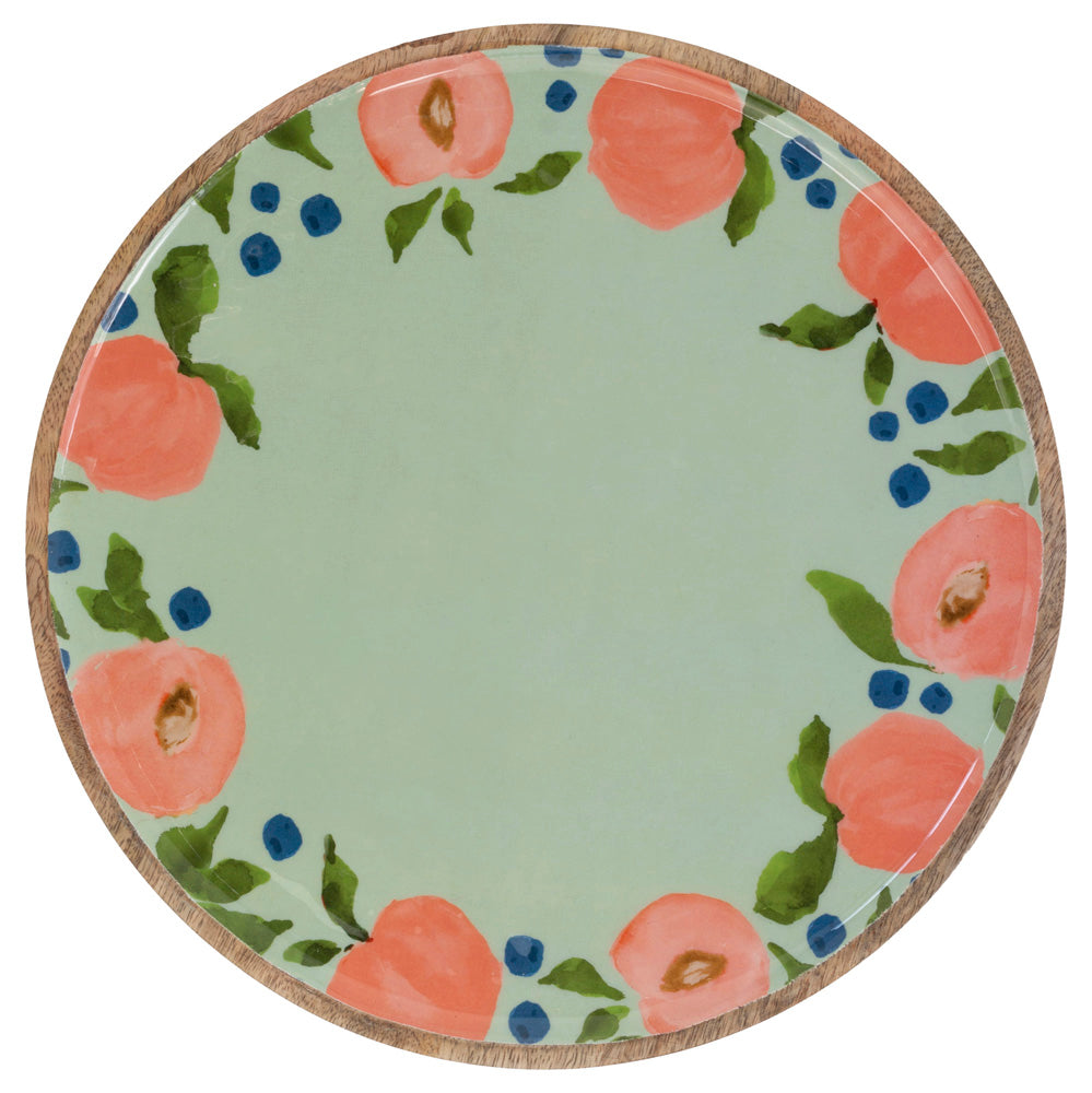 Peaches Wood Round Platter