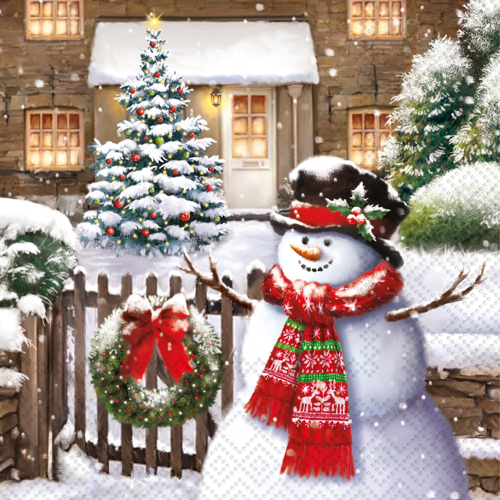 Friendly Snowman Cocktail Napkin