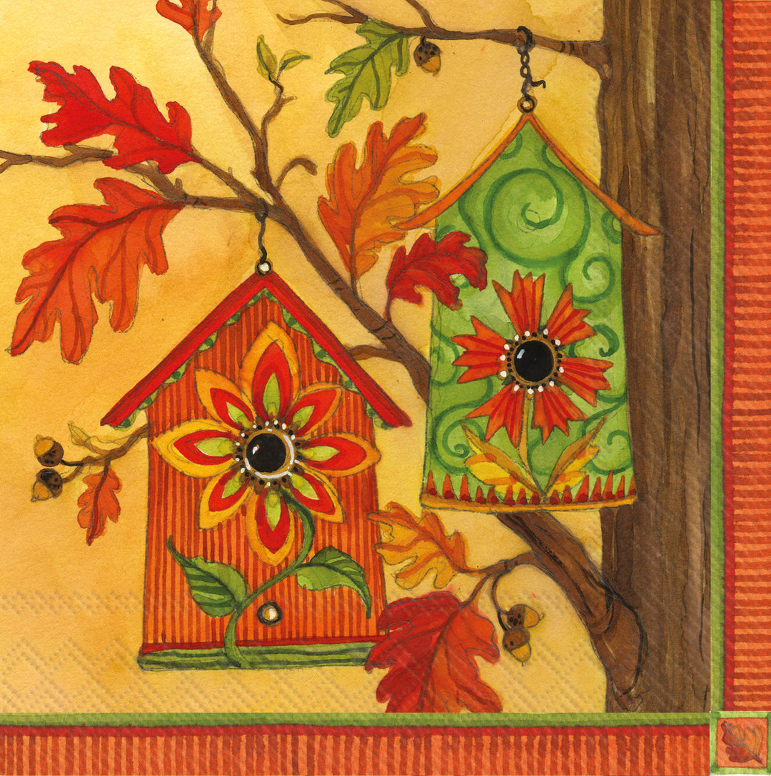 Calico Birdhouses Cocktail Napkin