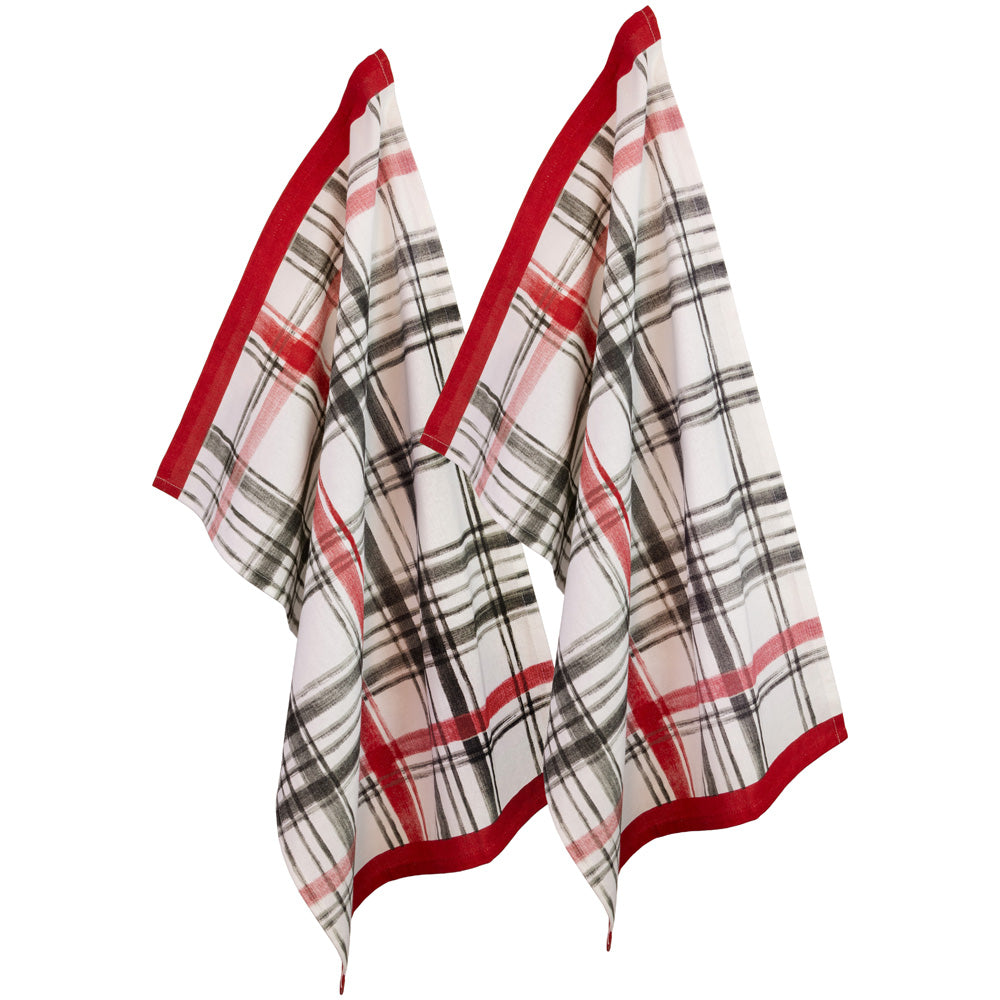 BOSTON PLAID TEA TOWELS S/2