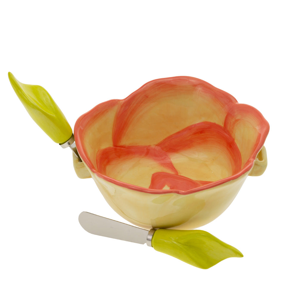 Flower Party Bowl &amp; Spreader Set