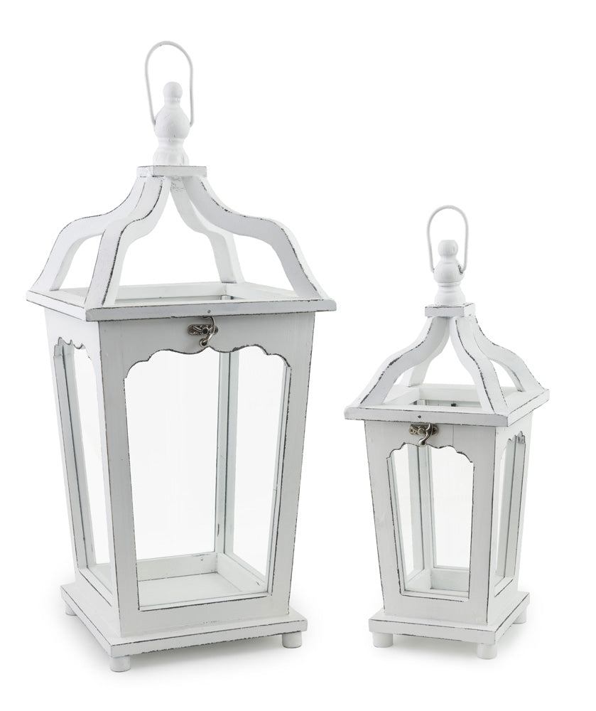 VALPARAISO VILLA LANTERNS S/2  Distressed white