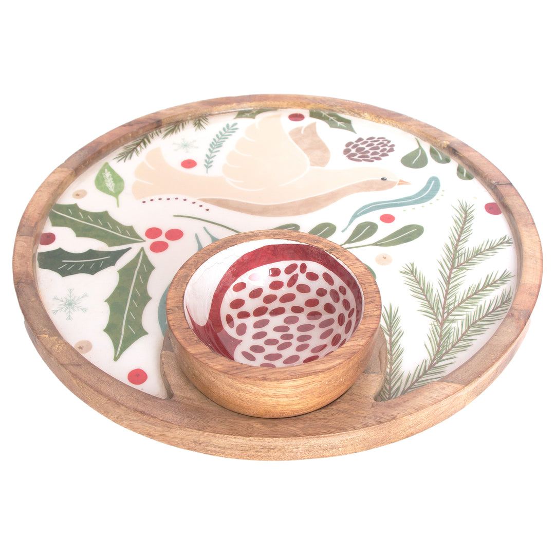 Winter Berry Round Platter and Bowl