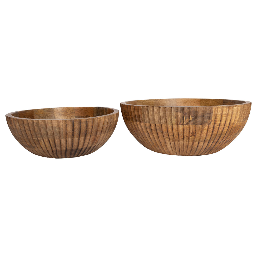 Ribbed Wood Bowl (Set of 2)