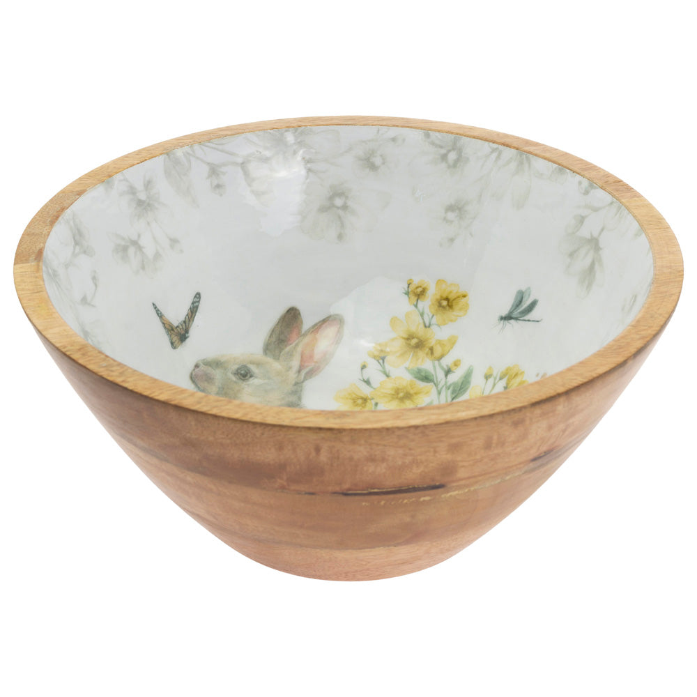 Garden Rabbit Wood Bowl