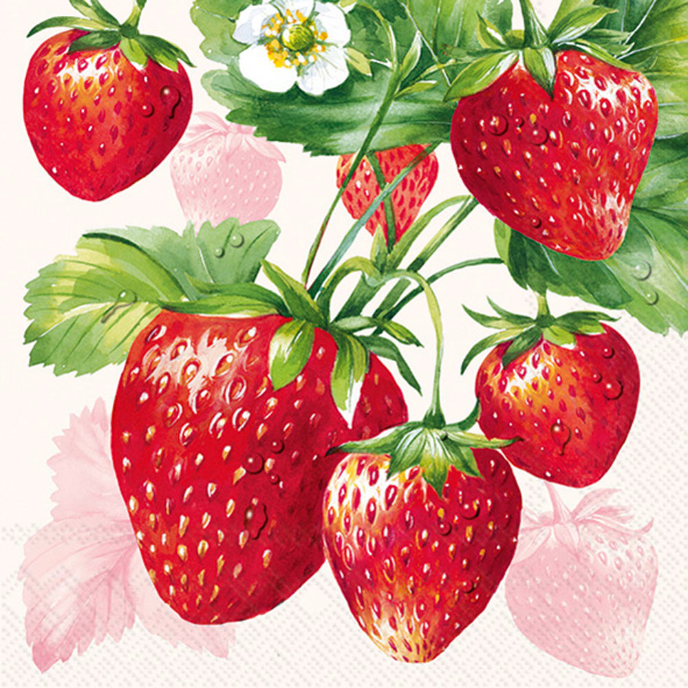 Strawberry Fruits Lunch Napkin Cream