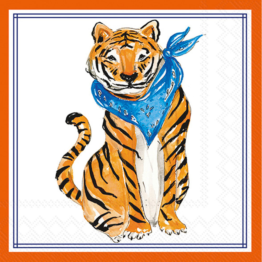 Blue Sitting Tiger Hometown Pride Cocktail Napkin