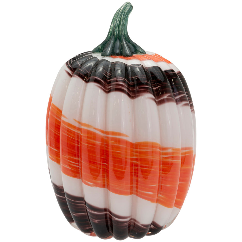 LG AUTUMN SWIRL GLASS PUMPKIN ORANGE & BROWN SWIRL