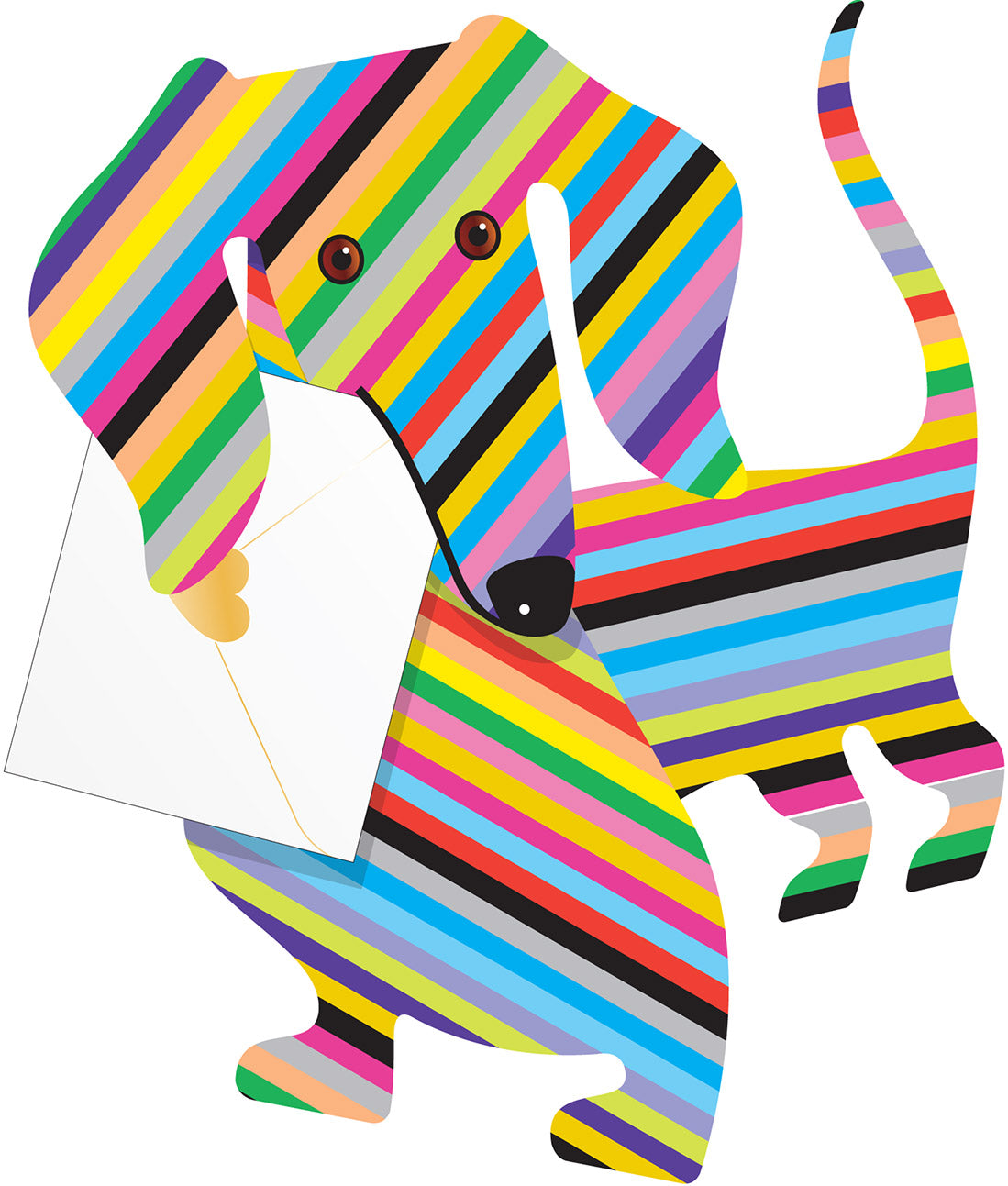 Dylan Sausage Dog 3D Card Multi Stripe