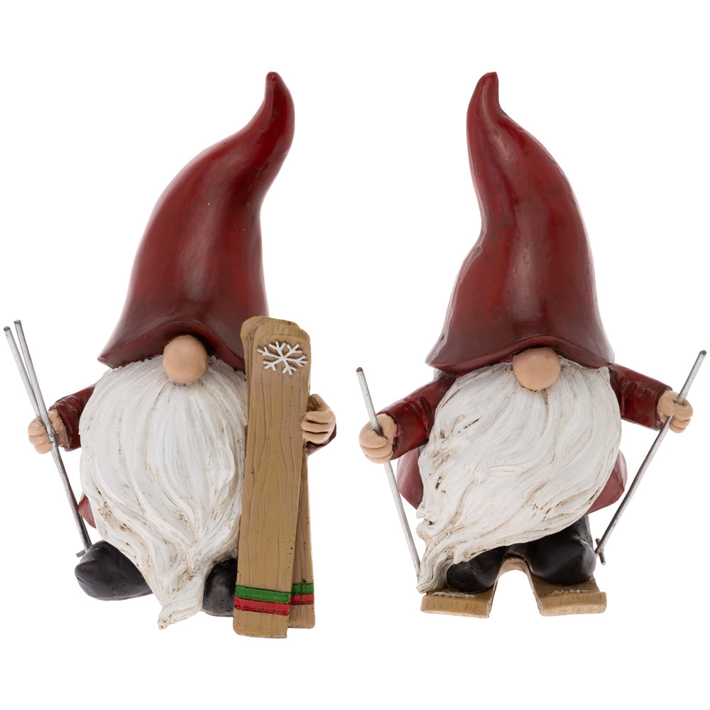 SKIING SANTA GNOMES S/2