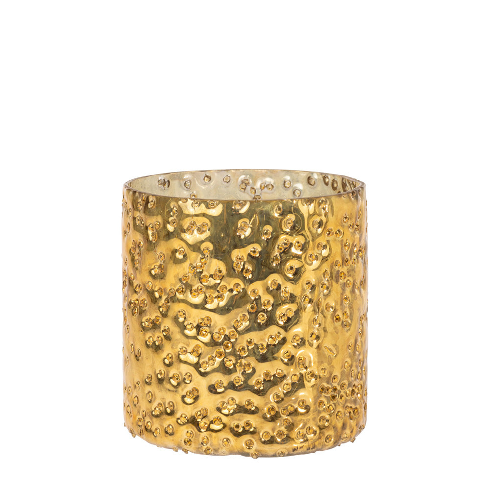 SMALL POLISHED GOLD BUBBLE GLASS VOTIVE