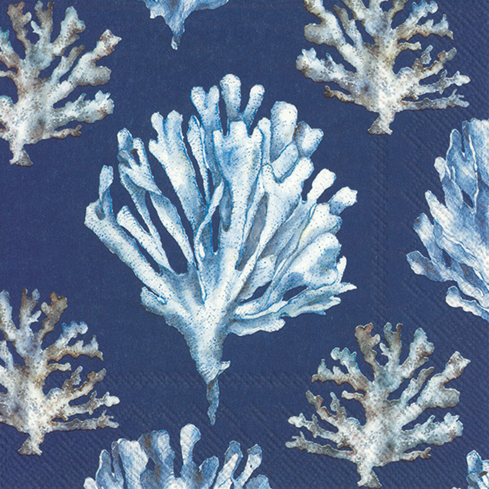 Coral Cocktail Napkin Blue