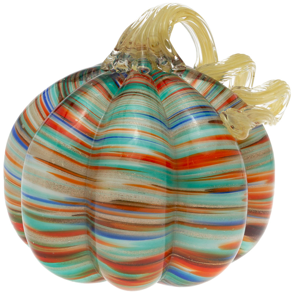 Large Sunset Stripe Glass Pumpkin