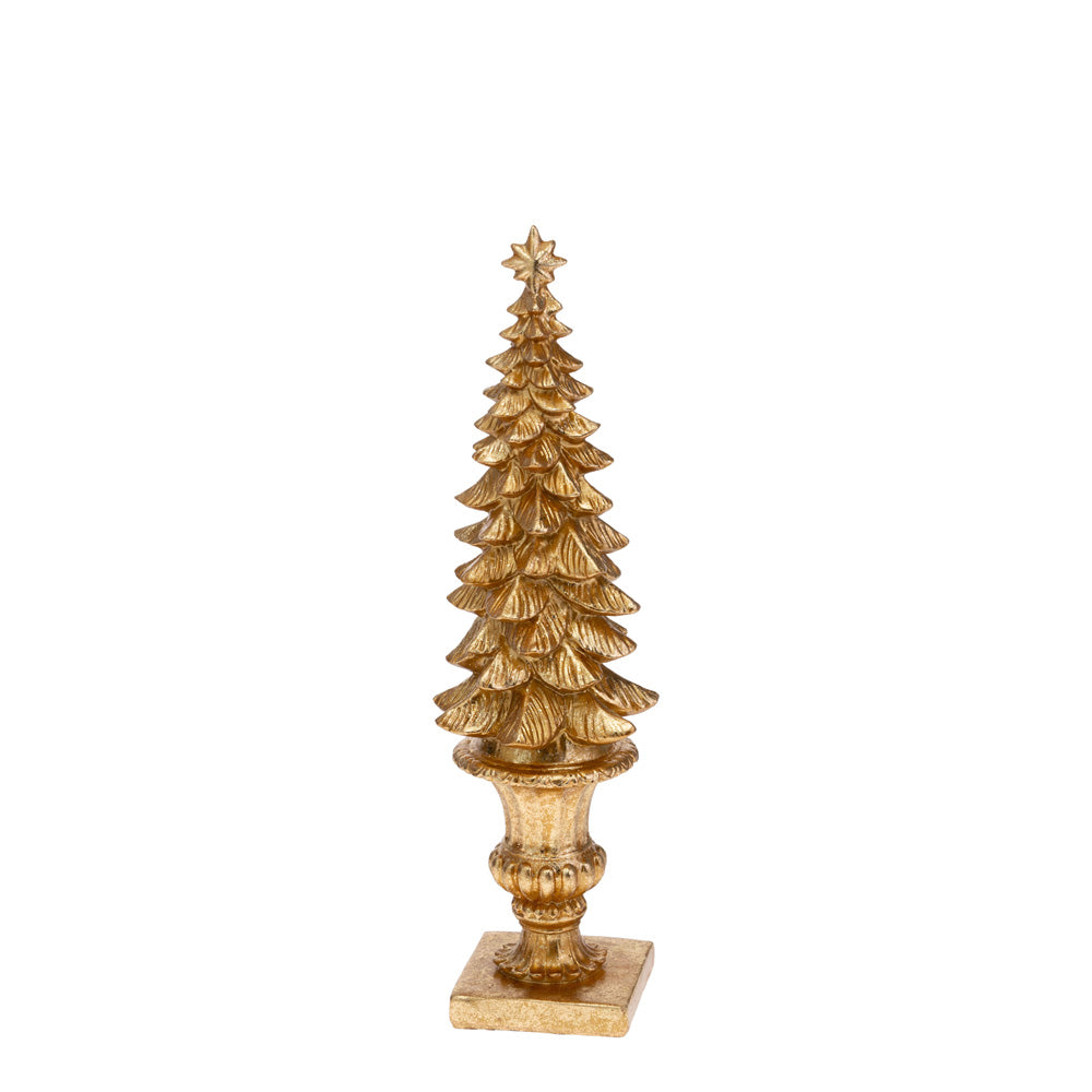 SMALL GOLD PINE TREE TOPIARY