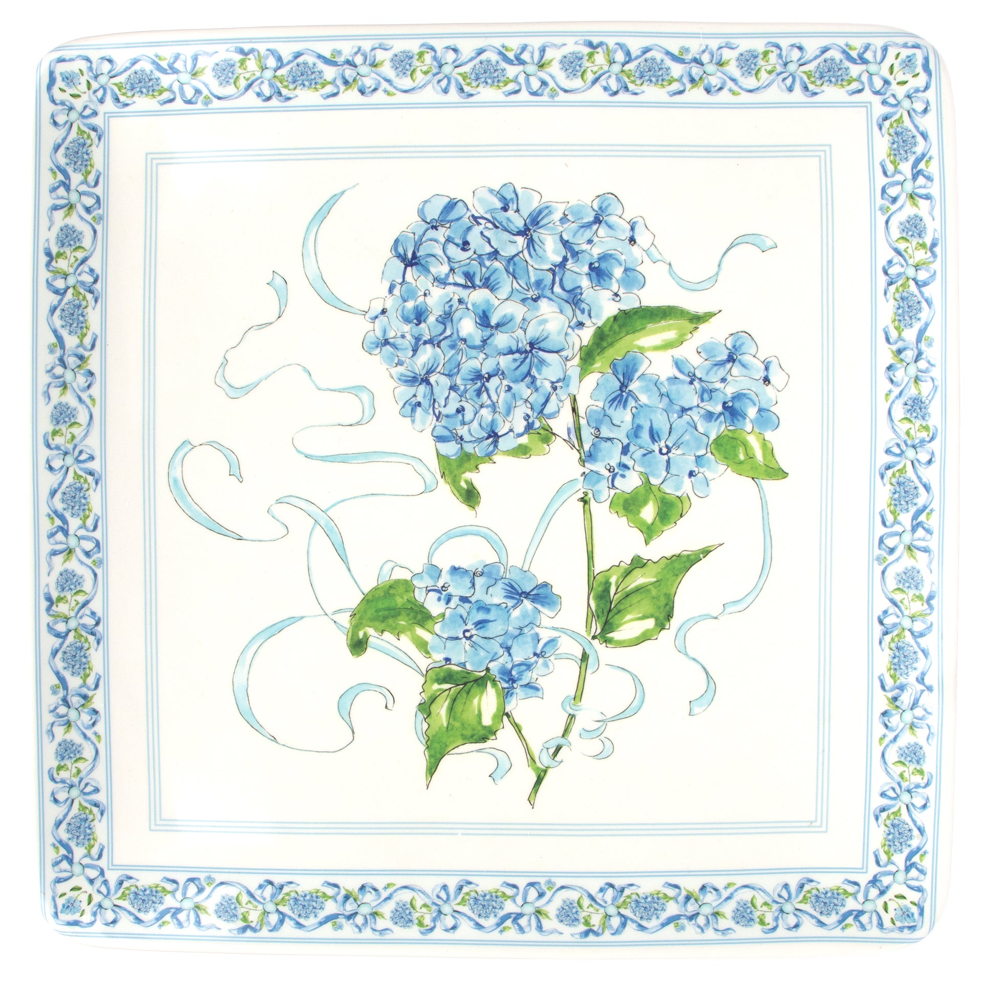Blue Hydrangea Square Platter