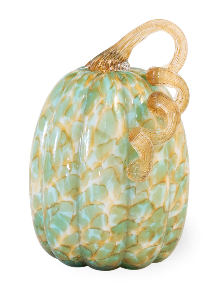 Large Green and Gold Glass Pumpkin