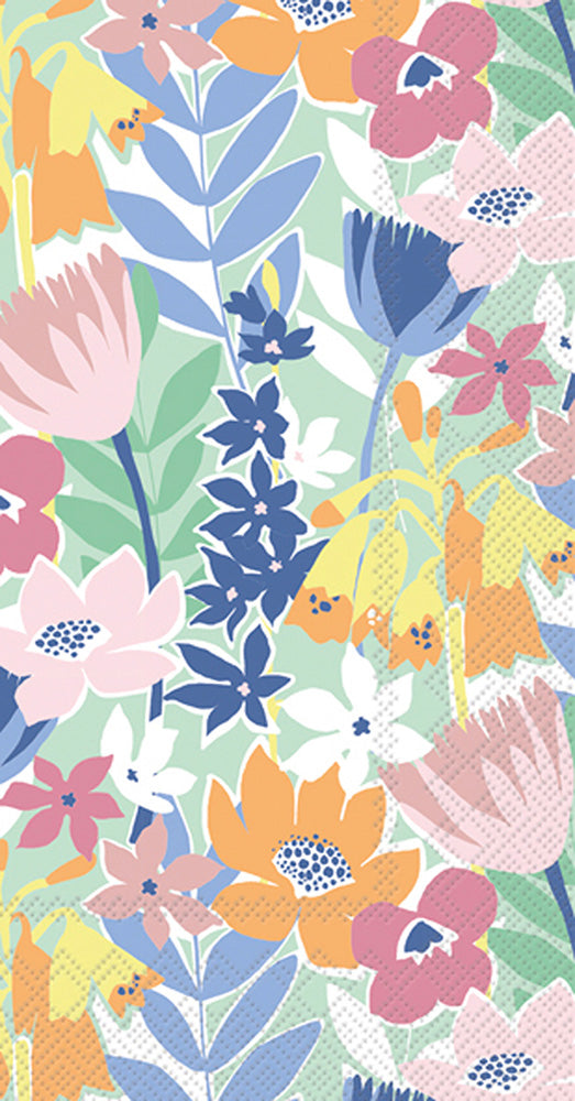 Flower Collage Guest Towel Light Green