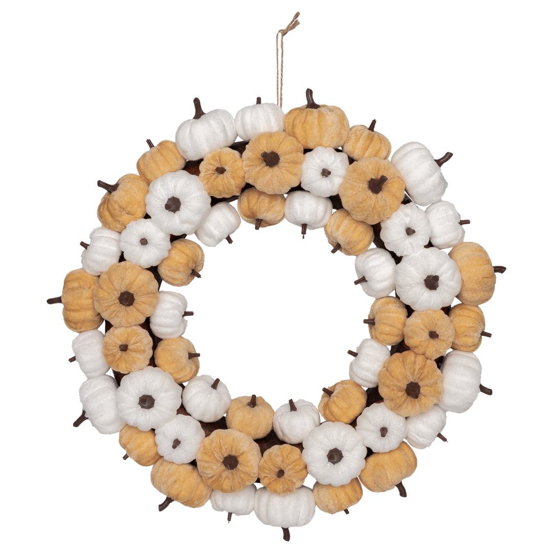Felted Pumpkin Wreath White and Cream