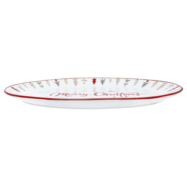 Festive Trees Oval Plate
