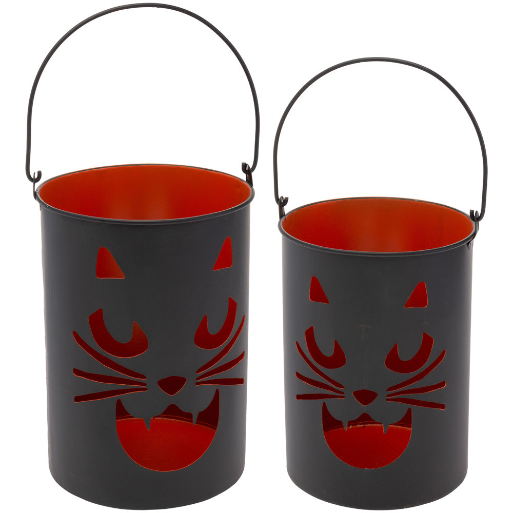 BLACK CAT LUMINARY PAILS S/2