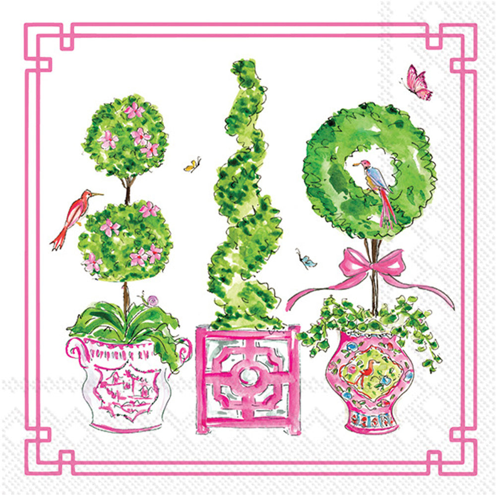 Pink Topiaries Cocktail Napkin