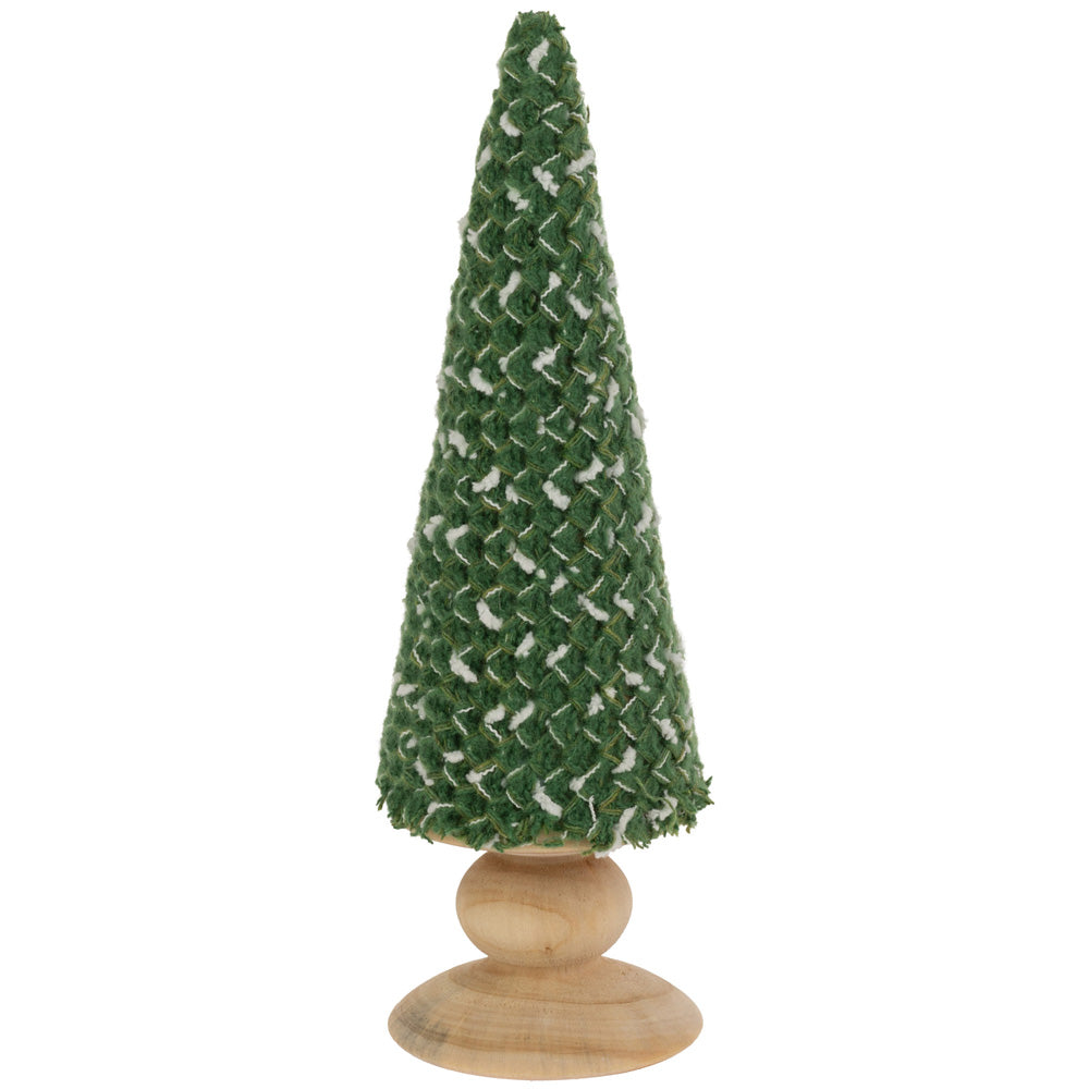 Large Wool Green and White Cone Tree