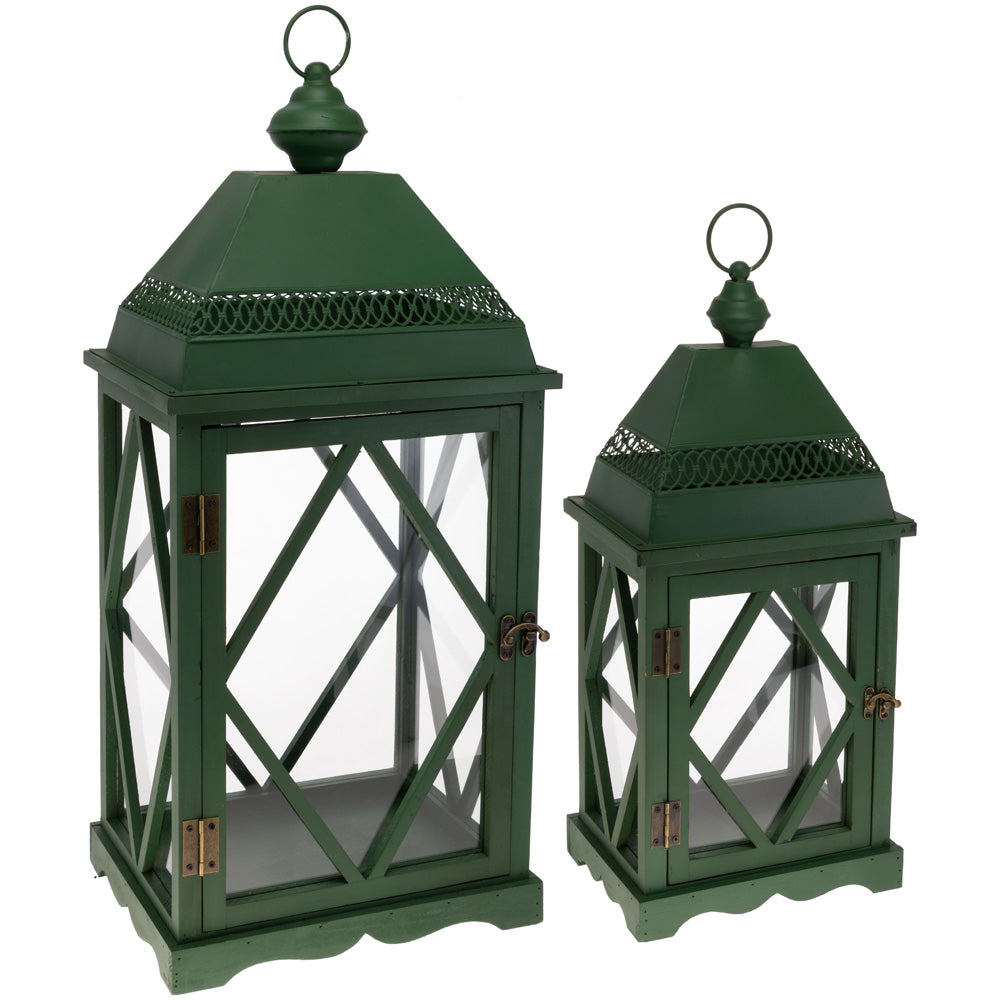 FRENCH LICK HUNTER GREEN LANTERNS S/2