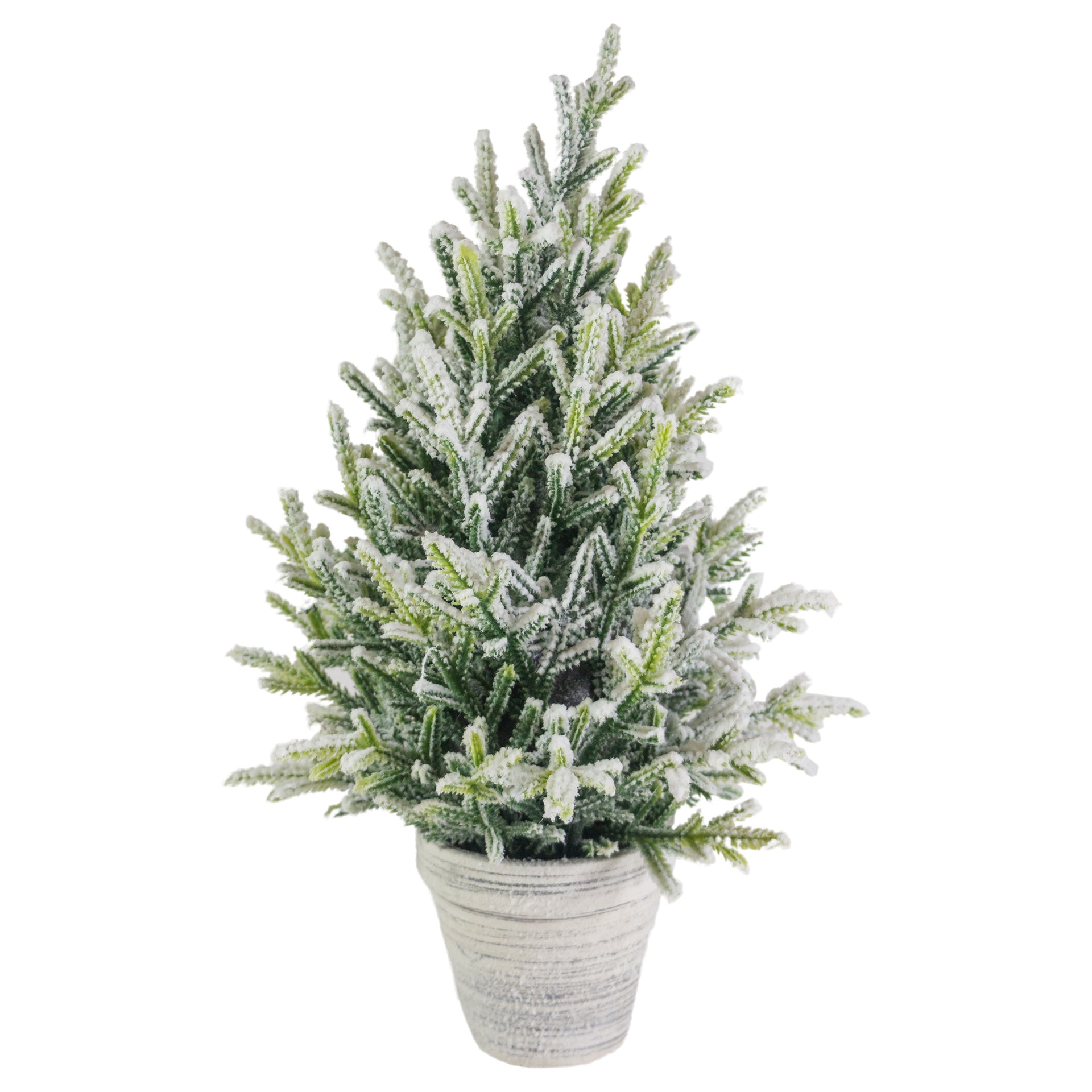 Flocked Tree In White Planter Small