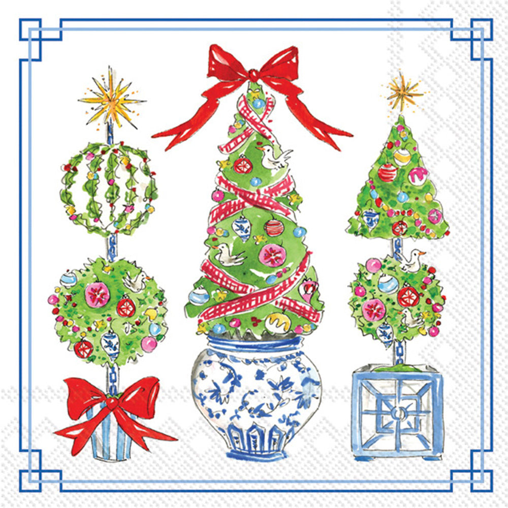 Bright Topiary Trees Cocktail Napkin