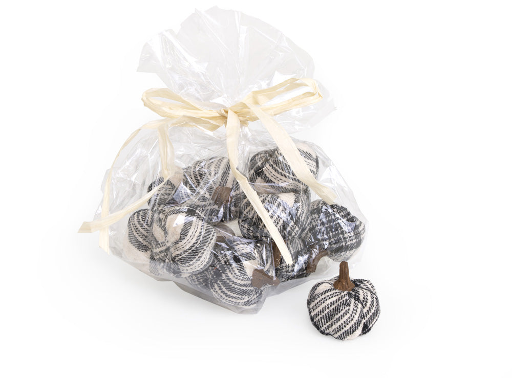 Mini B&amp;W Plaid Pumpkins