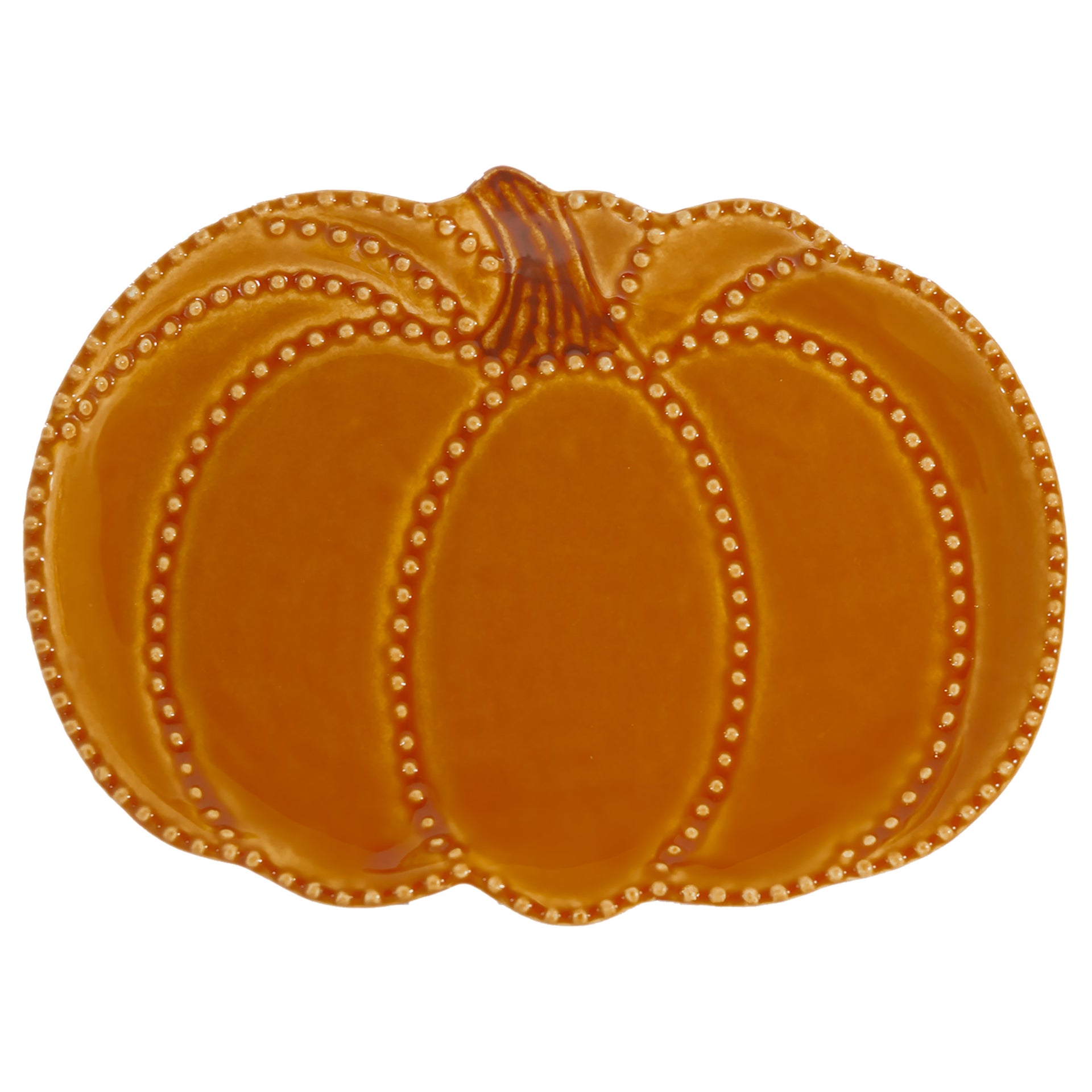 Orange Beaded Edge Pumpkin Plate Small