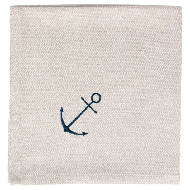 Anchor Embroidered Cloth Napkins (Set of 4)
