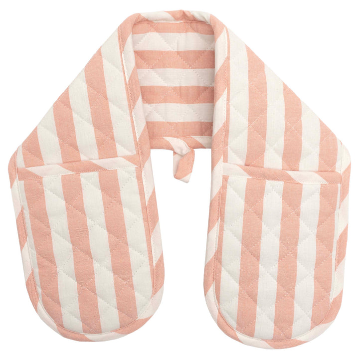 Peach Stripe Double Oven Mitt
