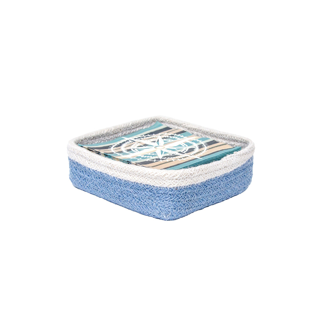 Sky Blue Jute Cocktail Caddy
