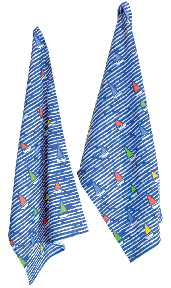 TEA TOWEL WL BOATS S/2