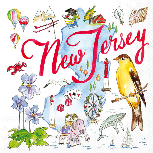 New Jersey State Collection Cocktail Napkin