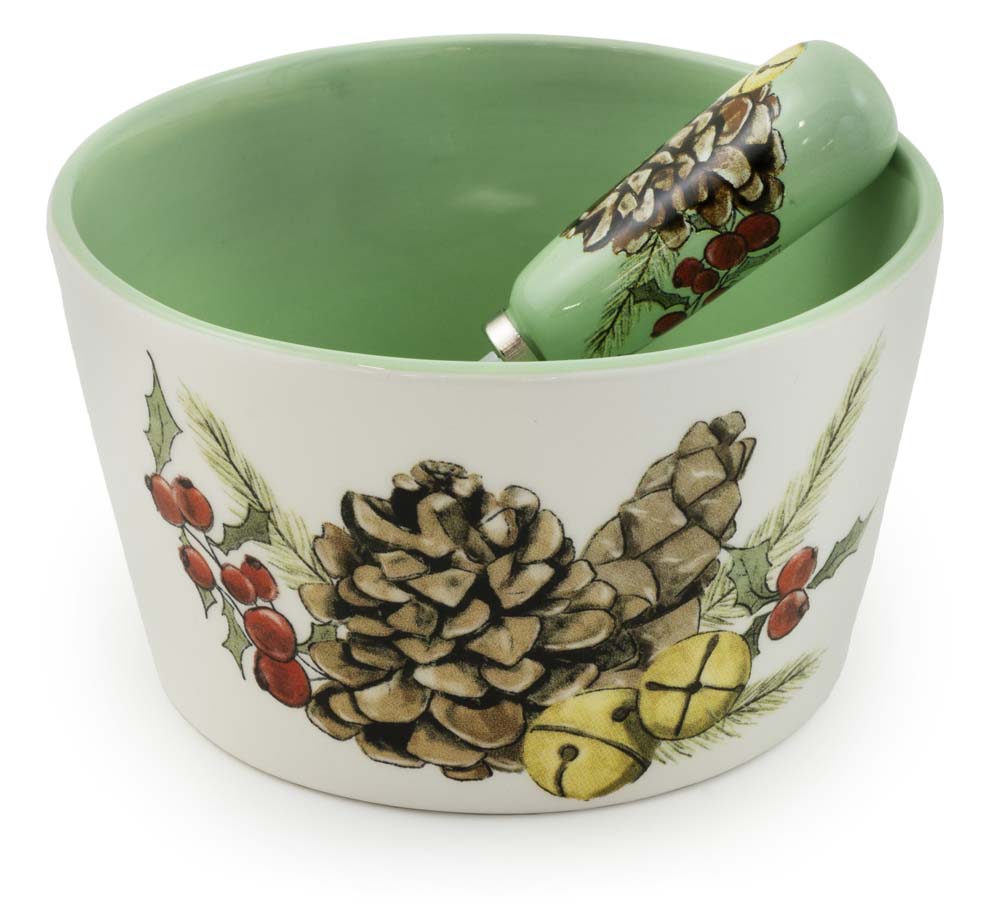 Pinecones & Bells Bowl & Spreader Set