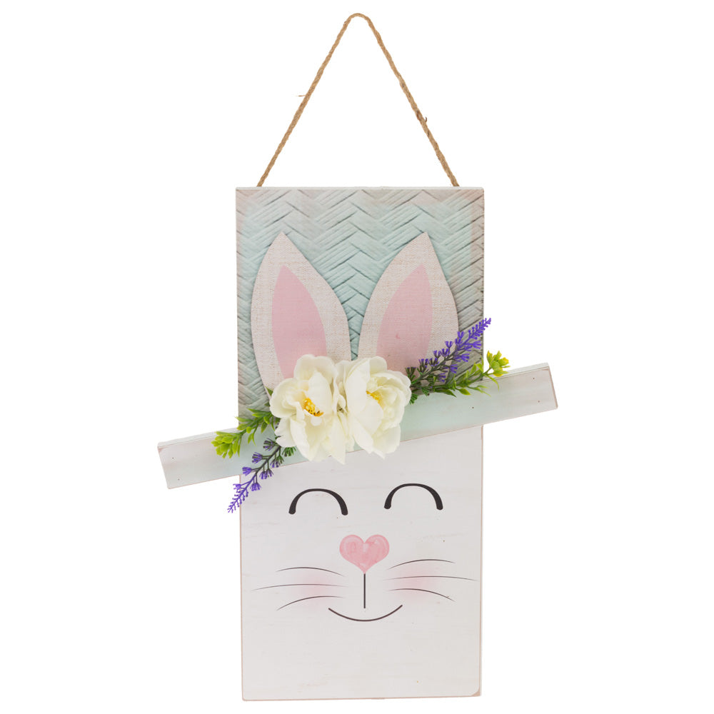 HAPPY FLORAL BUNNY HEAD SIGN