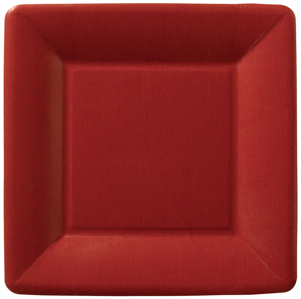 Classic Linen Square Dessert Plate Dark Red