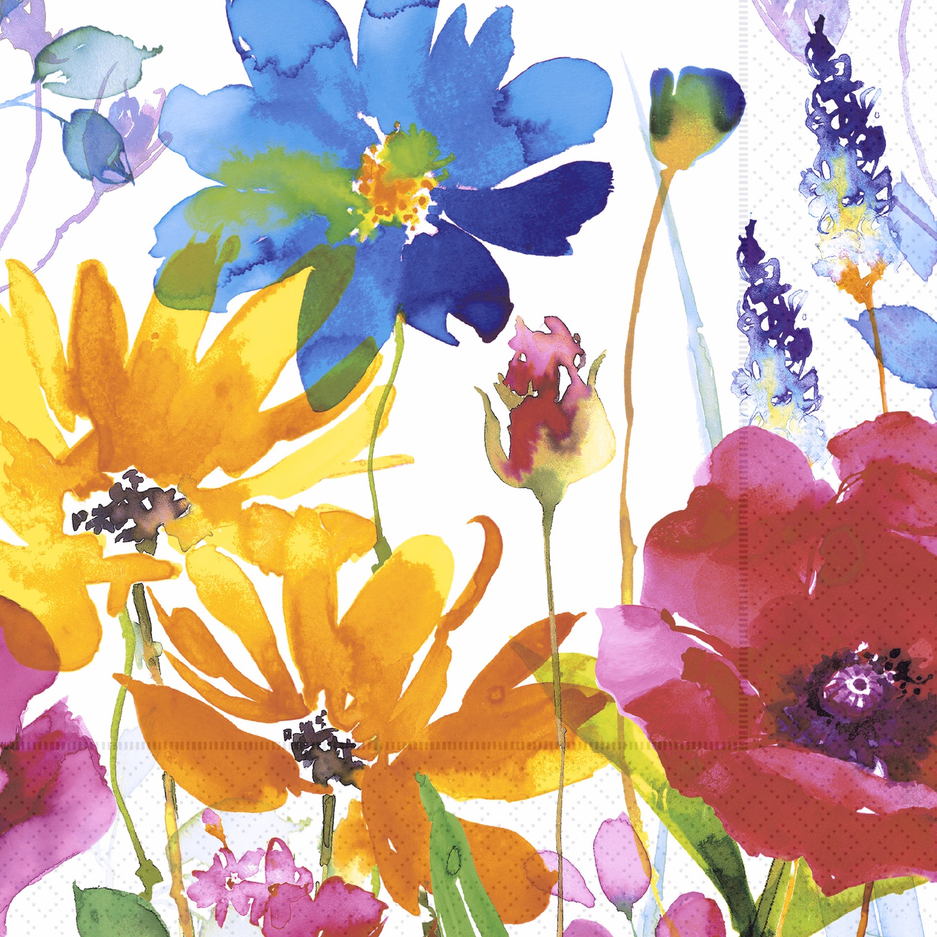 Primary Floral Cocktail Napkin