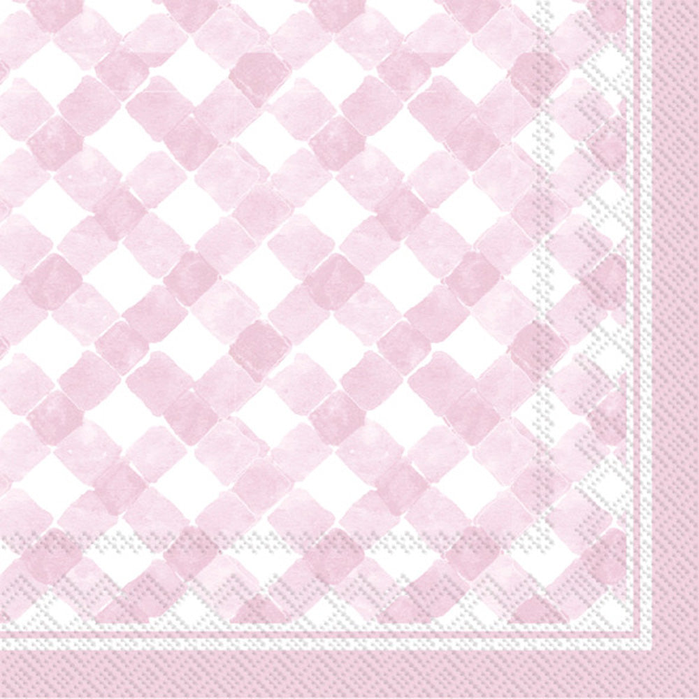 Gingham Cocktail Napkin Light Rose