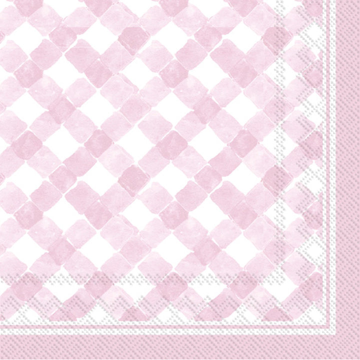 Gingham Cocktail Napkin Light Rose