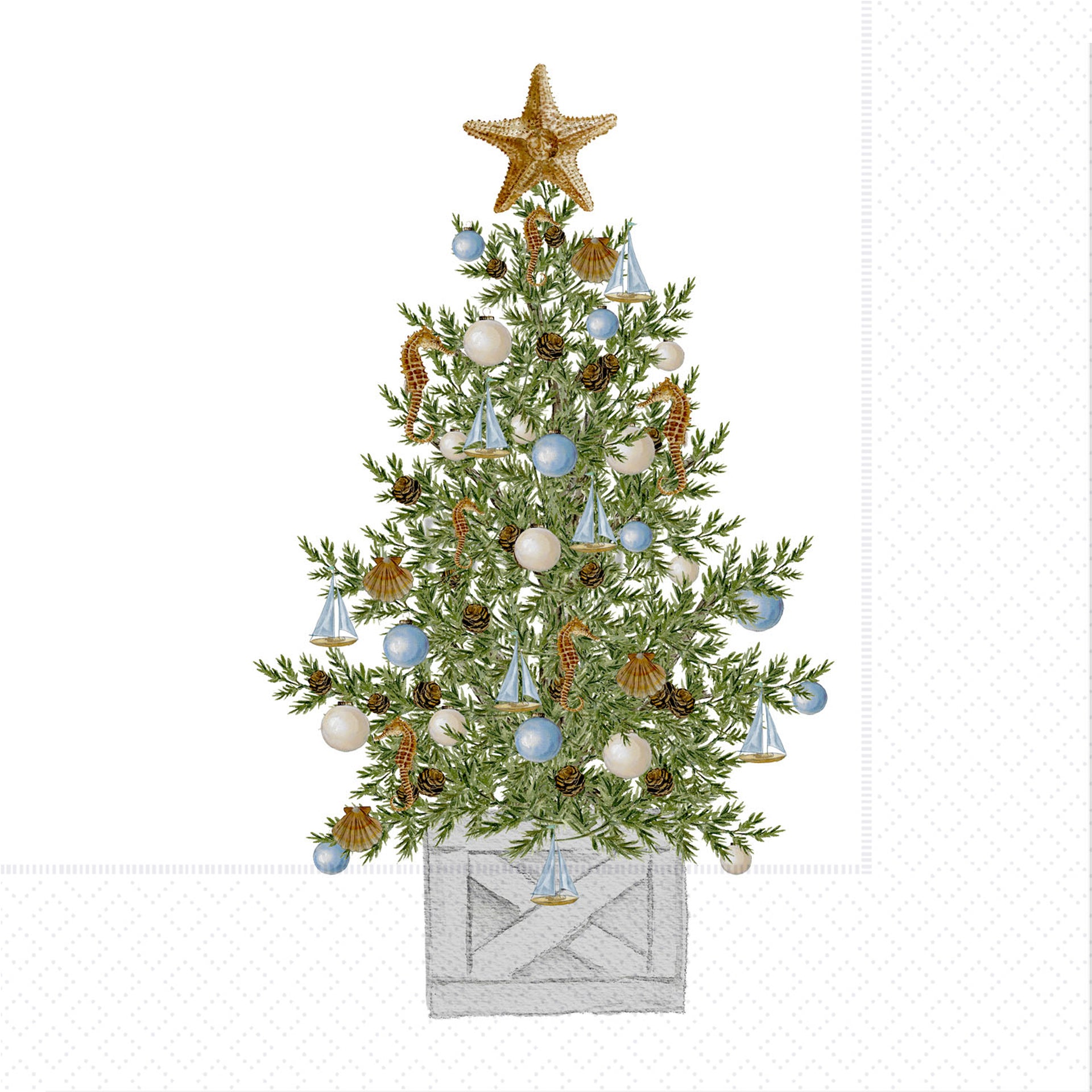 Sea Christmas Tree Cocktail Napkin