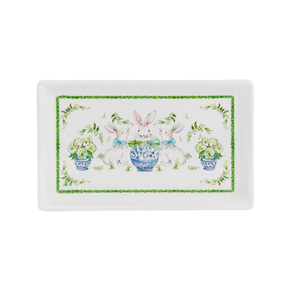 BOXWOOD BUNNY RECTANGLE PLATE